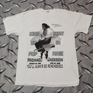 Vintage 2009 Michael Jackson King Of Pop Memorial Music Graphic T-Shirt Size M